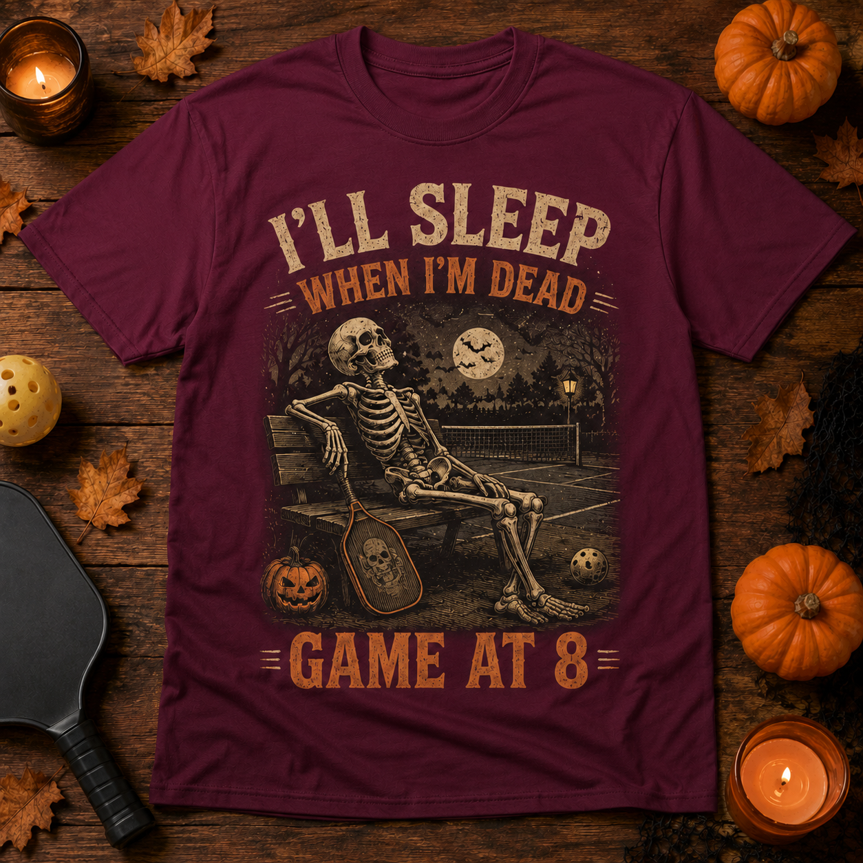I’ll Sleep When I’m Dead Game at 8 Pickleball T-Shirt