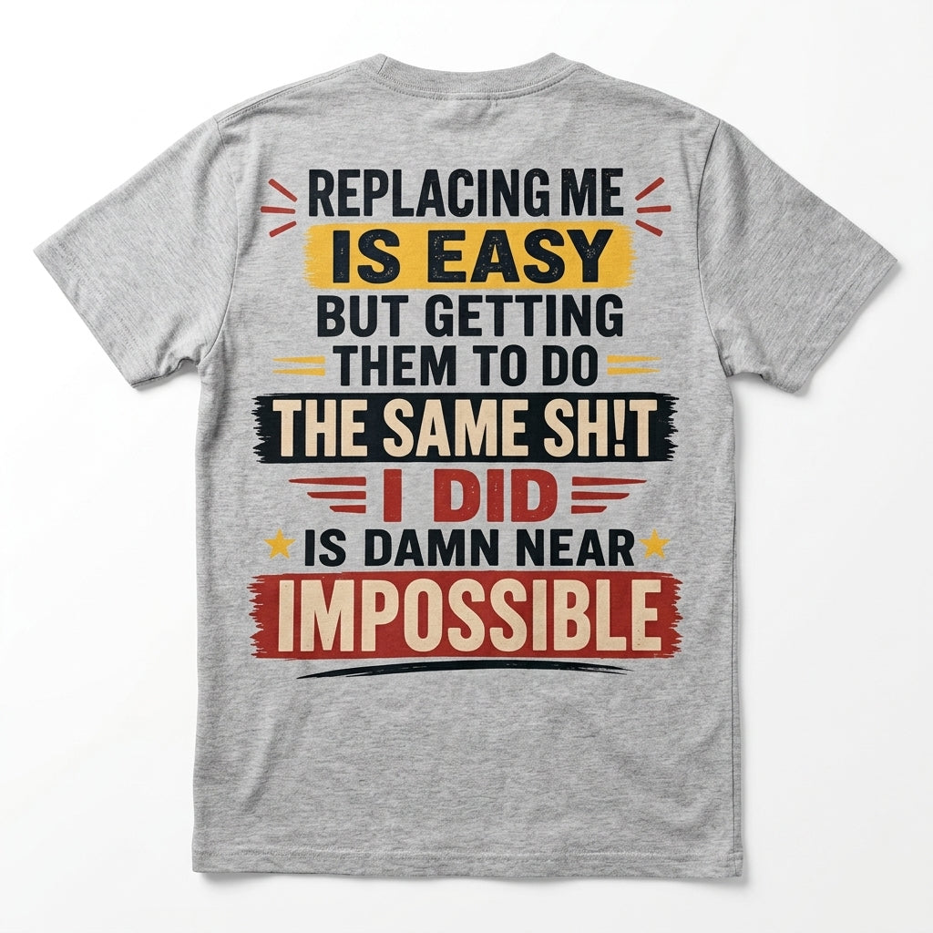Replacing Me Is Easy Funny Motivational Graphic T-Shirt