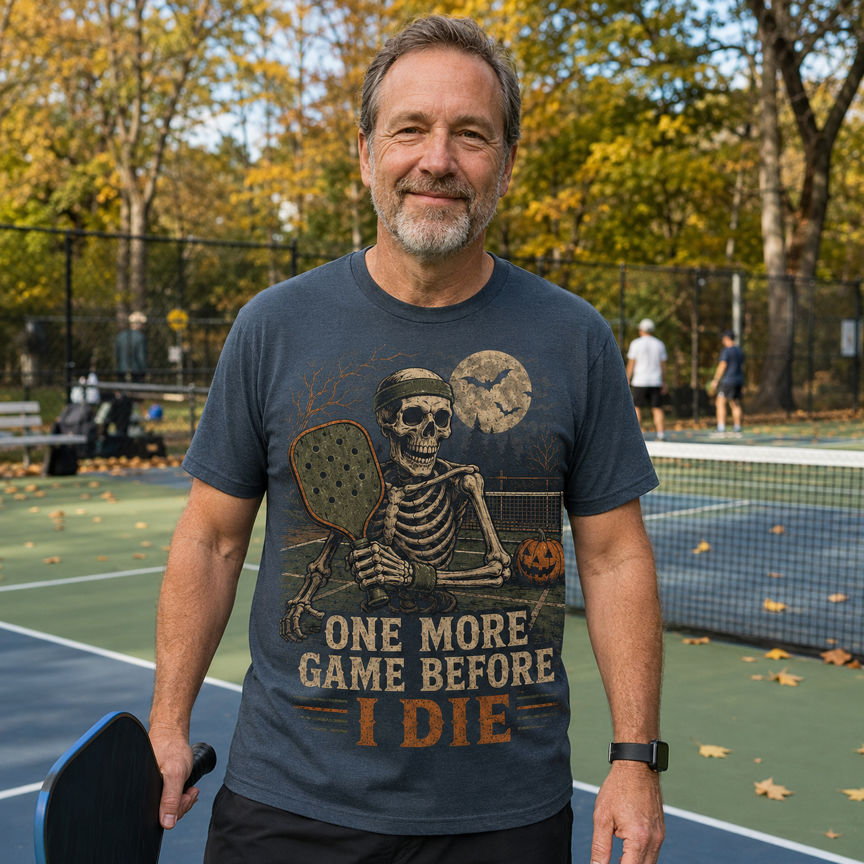 One More Game Before I Die Skeleton Pickleball Halloween T-Shirt