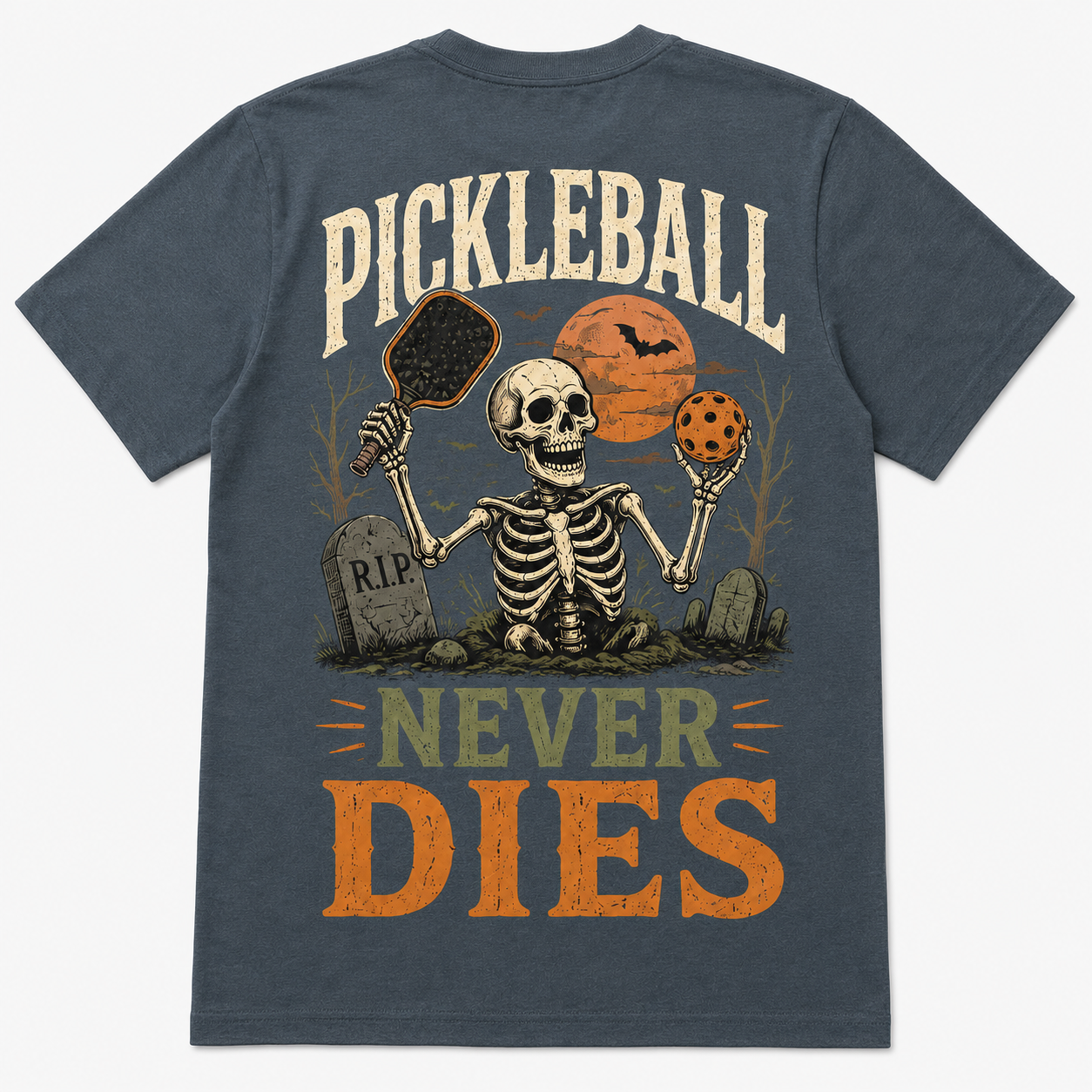 Pickleball Never Dies Skeleton Halloween T-Shirt