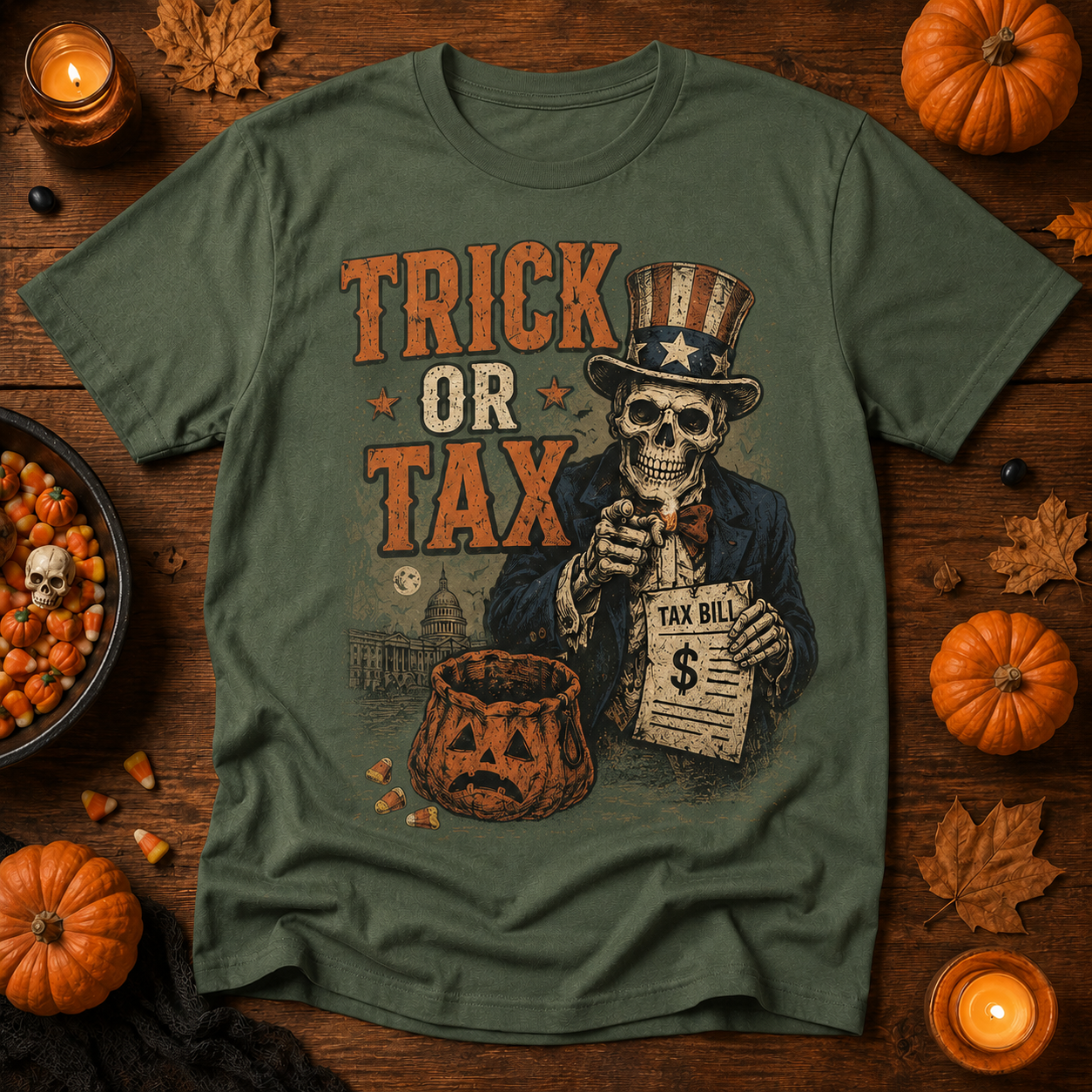 Trick or Tax Funny Political Halloween T-Shirt